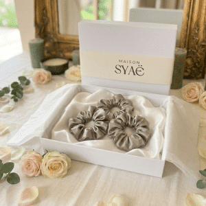 chouchou soie gris masque soie gris maison syaë gris