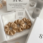 set trio signature 3 chouchous soie champagne chouchou soie champagne maison syaë chouchou champagne