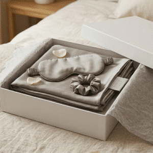 coffret simple soie gris taupe argente coffret soie gris taupe maison syaë coffret gris taupe argent